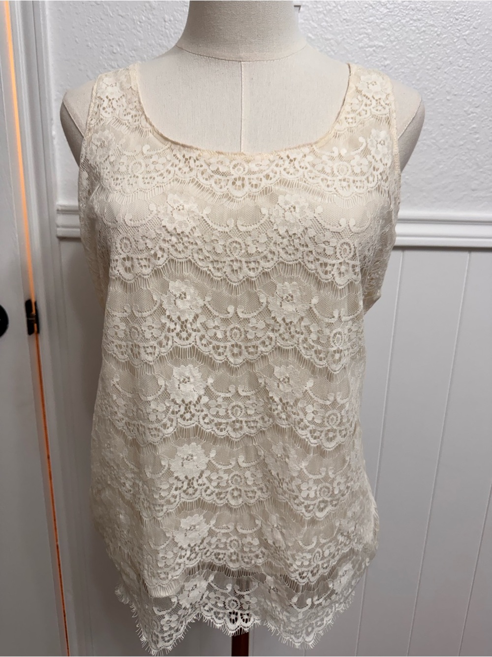 Banana Republic Cream Lace Overlay Camisole